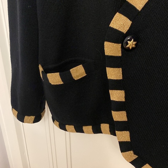 Escada Navy Cardigan with Gold Accents - Picture 4 of 4